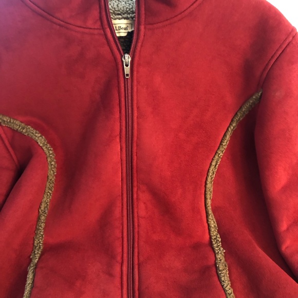 Women’s LL Bean SZ L Regular Winter Faux Sherpa Micro Faux Soft Suede Style Coat - Picture 6 of 15
